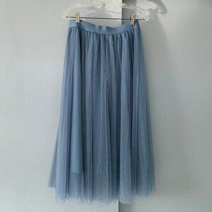 Knee length tulle stormy blue skirt